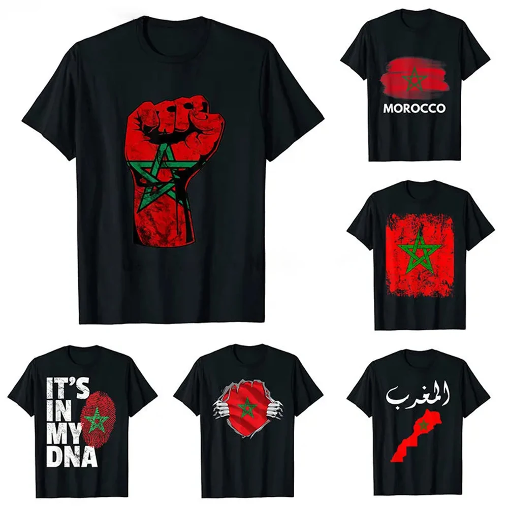 MA Morocco Flag Graphic Women's T-shirt 3D Print Moroccan Spirit Totem Emblem Tops Shirts Men Clothing Homme T-shirt Unisex Tops