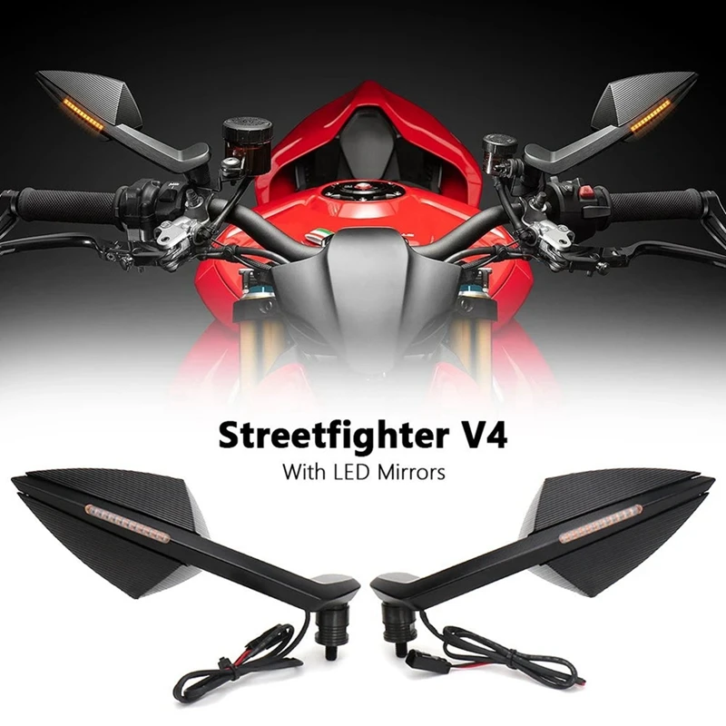 Motorcycle Integrated Turn Signal Mirrors Rearview Mirror With LED Light For DUCATI STREETFIGHTER V4 Streetfighter V4