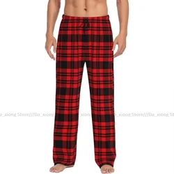 Men Sleep Bottoms Male Lounge Trousers Men's Checkered Red Tartan Pajama Pants