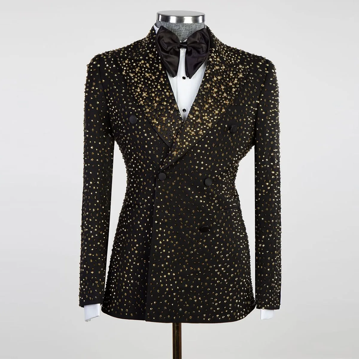 

Customized Luxury Ornament Diamonds Men Suits 2 Pieces Sets Costume Wedding Tuxedos Slim Fit Groom Male Blazers Party Homme