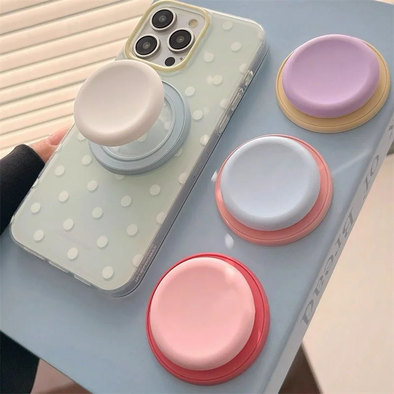 

Cute Macaron Round Silicone Magnetic Holder Grip Tok Griptok Phone Stand Holder Support For iPhone 16 For Pad Magsafe Smart Tok