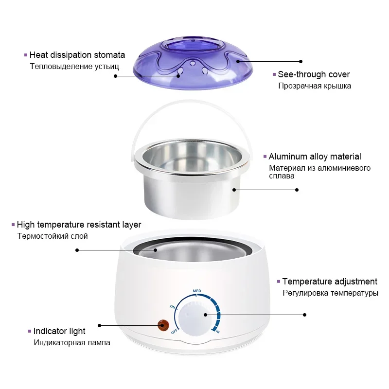 Podgrzewacz do wosku 200 ml, przenośny, wielofunkcyjny, szybki i bezbolesny depilator do ciała, do usuwania włosów z twardych fasolek woskowych.