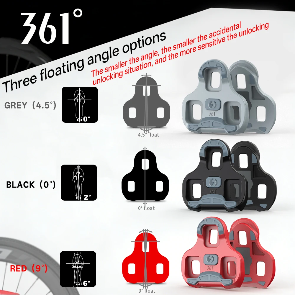 361 Degrees Bicycle Cleats for LOOK KEO Road Bike Cleat Non Slip Self Locking Pedal Plate Cycling Clipless Cleat Accessories