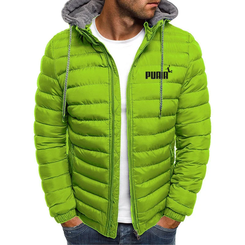 2024 Men\'s Warm Hooded Windproof Down Jacket Street Fashion Casual Brand Men\'s Outer Zipper Parka
