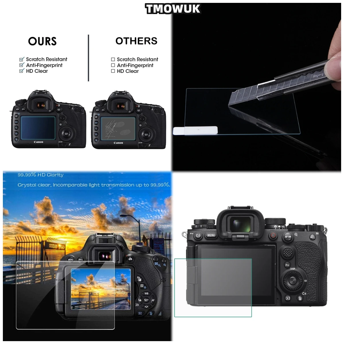 

Enhanced Visibility: For A9 A9II A7RII A7RIII A7R4 A7R4A A7SMII, 9H Glass Film, Superior Scratch Defense