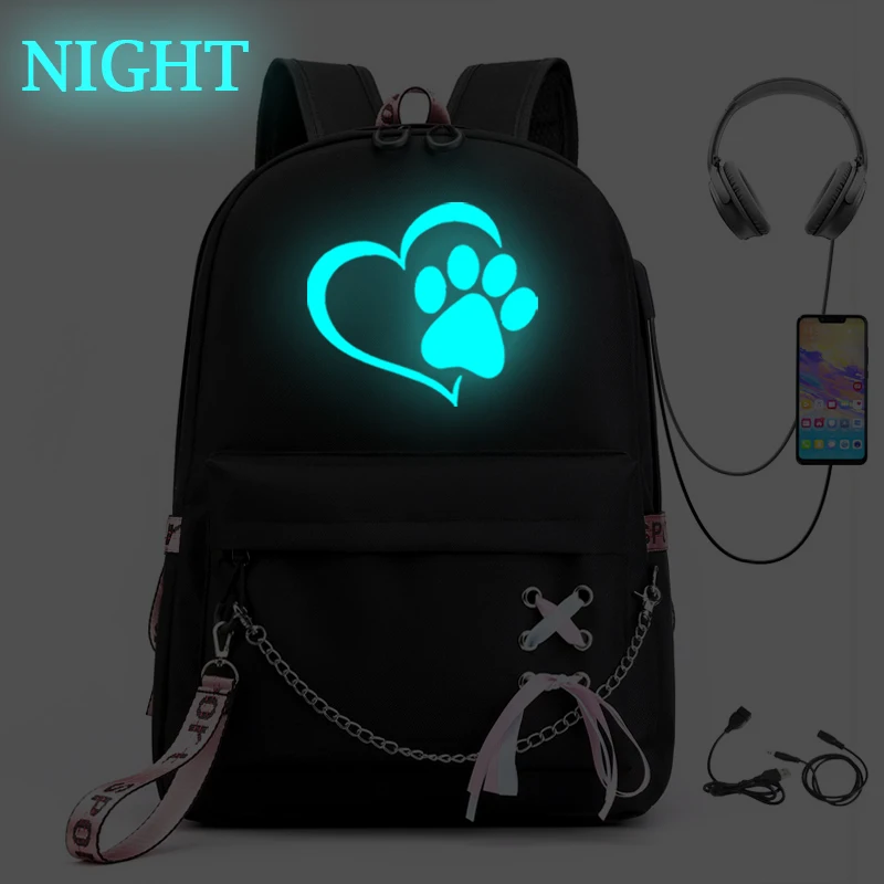 USB Charging SchoolBag 2026 New Luminous Backpack for Boy Girls Cat Lover Gift Funny Glowing Pattern Student Knapsack Bag