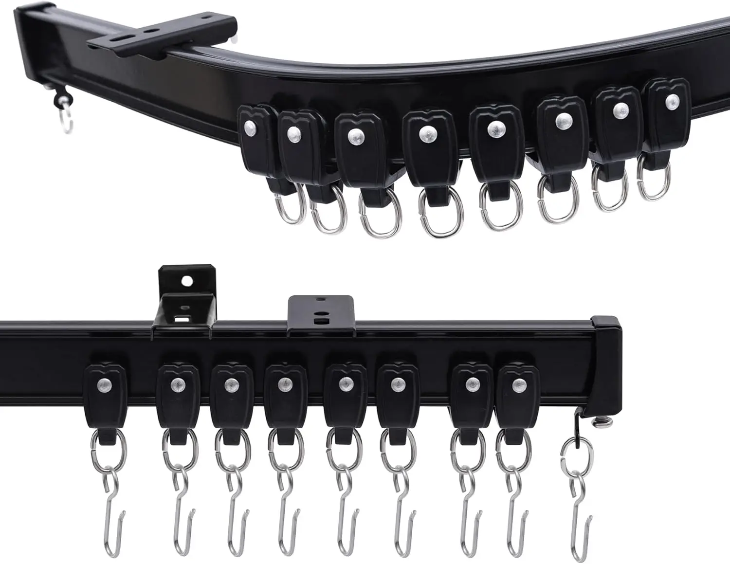 

Flexible Ceiling Curtain Track, Bendable Aluminum Rail for Room Divider, Window RV Shower Outdoor Hospital Black 3-24ft