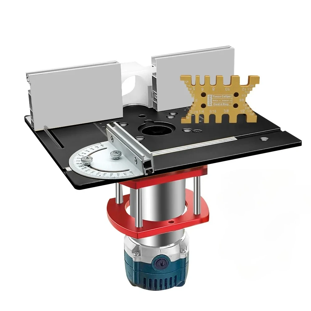 Woodworking Router Lift System and Aluminum Top Plate for 65mm Diameter Motors Workbench Trimmer Engraving Machine DIY Tools