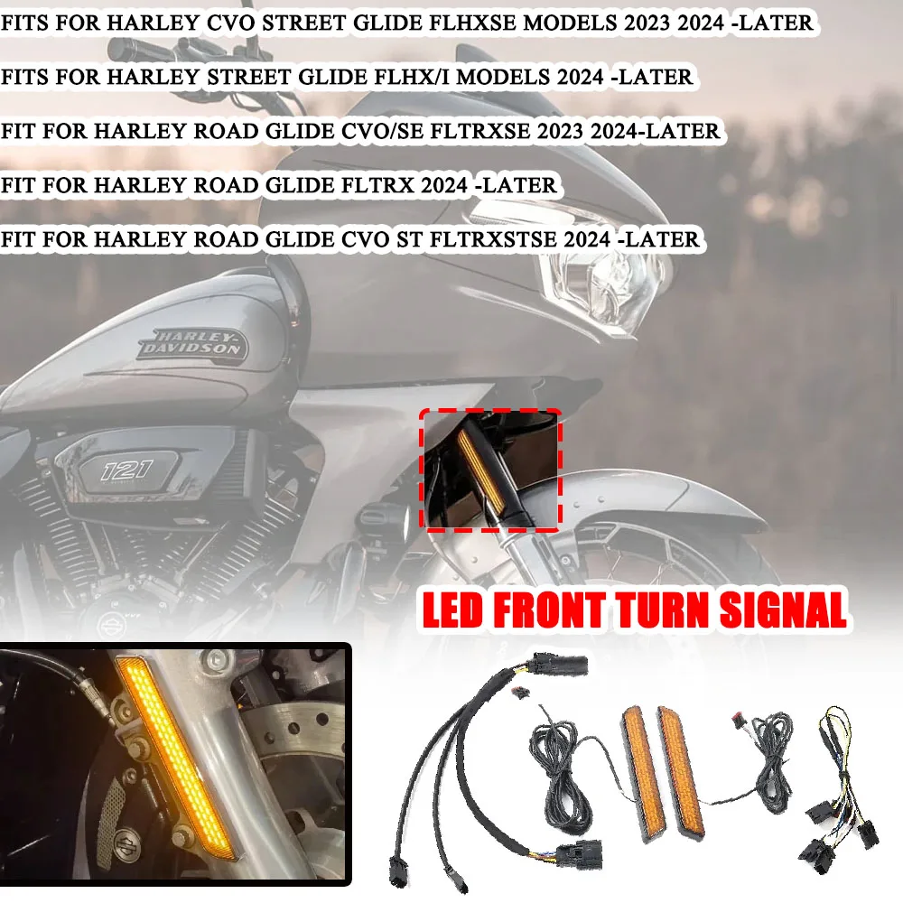 

NEW For Harley Road Glide CVO/SE FLTRXSE 2023 2024 Motorcycle Two Colors RUN/TURN AUXILIARY LED FORK LIGHT LED Front Turn Signal
