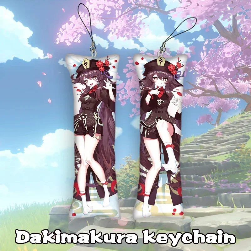 

New design Dakimakura Keychain Double Sided Hutao Mini Key Chain Hanging Ornament Phone Cute Gift