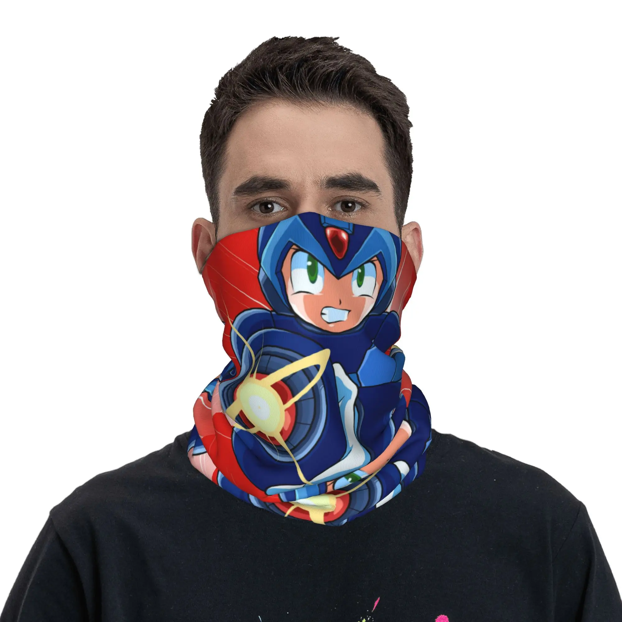 Megaman Video Game Mega Man  Bandana Neck Cover Printed Mask Scarf Multi-use Headband Cycling Unisex Adult Washable