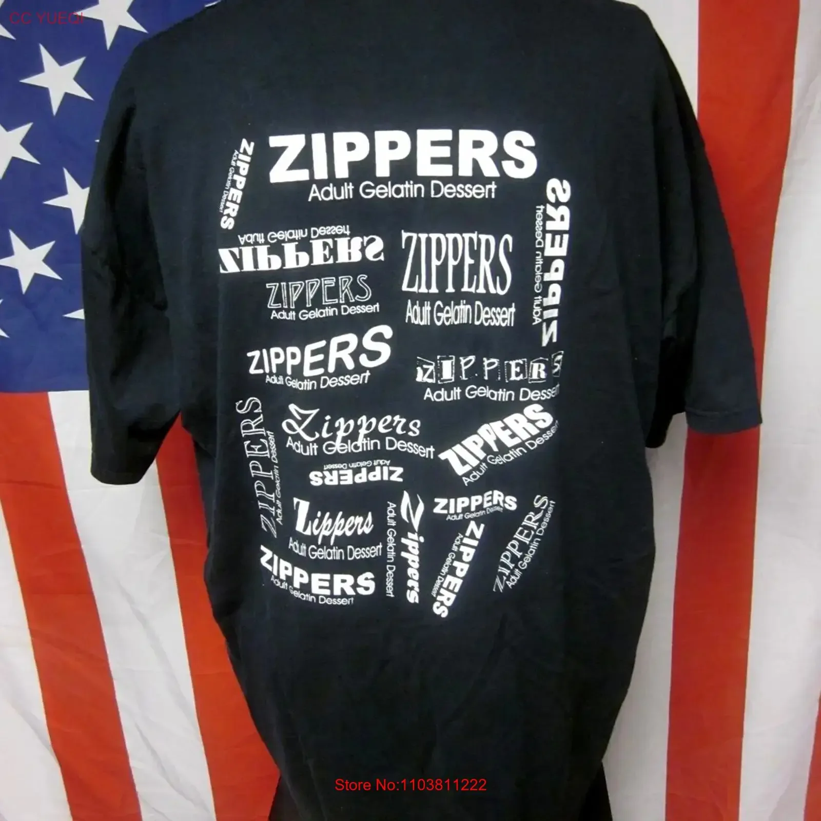T-shirt ZIPPERS Adult Gelatin Dessert tee XL, modèle circa 1998, thème shooters, tequila Ohio, vintage, effet délavé, légèrement polyvalent, respirant