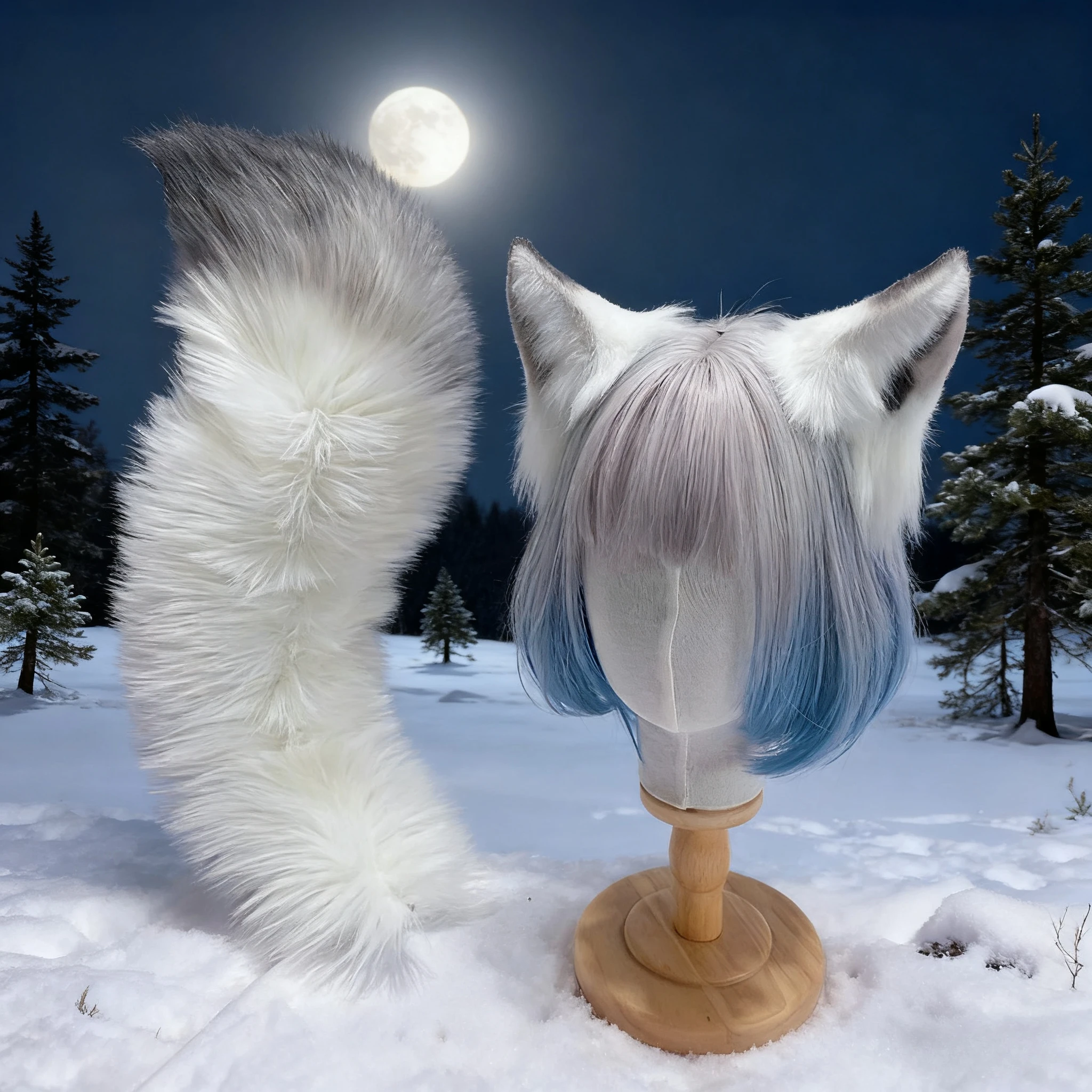 

New Handmade White Fox Tail Set Halloween Prop Headband Fox Ears Cosplay Animal Ears Headwear Kawaii Lolita Headban