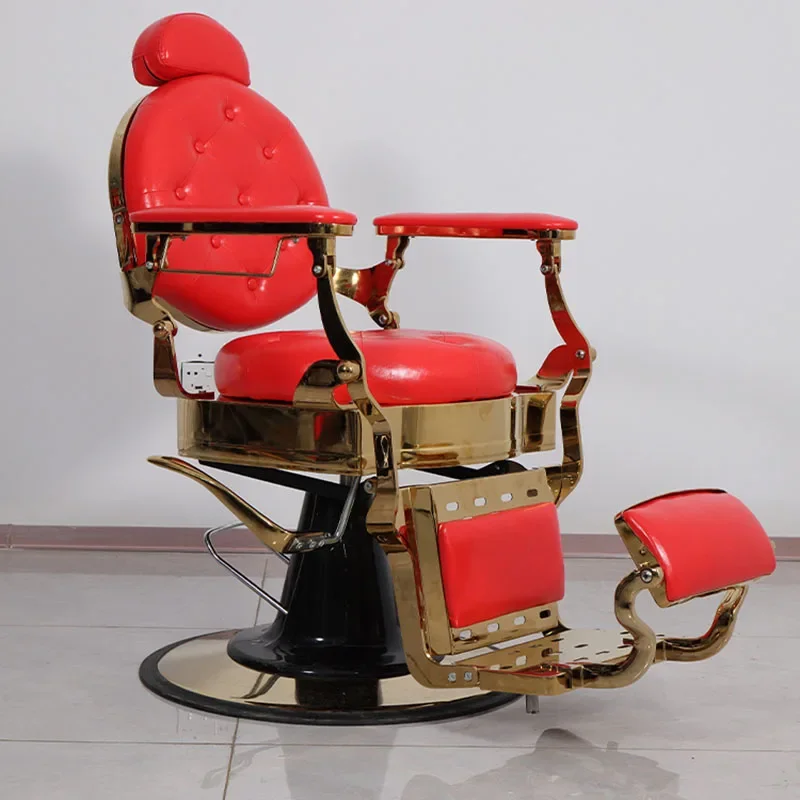 

Tilted Chair Reclining Salon Hydraulic Chairs Beauty Black Barber Gold Wheels Hairdressing Professional Aesthetic Makeup Brow