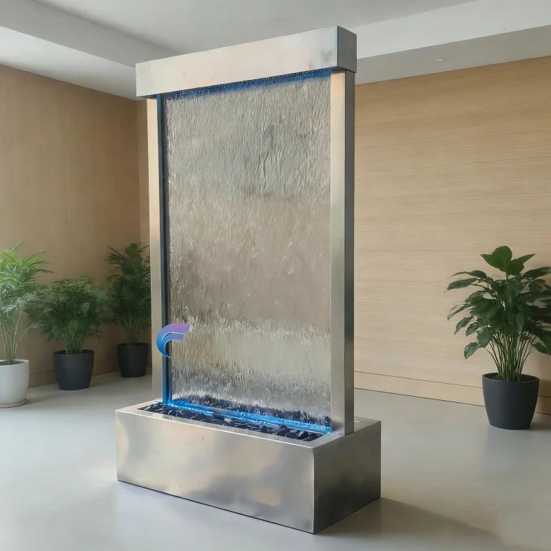 custom.Floor Standing Indoor and Outdoor Glass Waterfall House Good Luck Decoration Room Divider