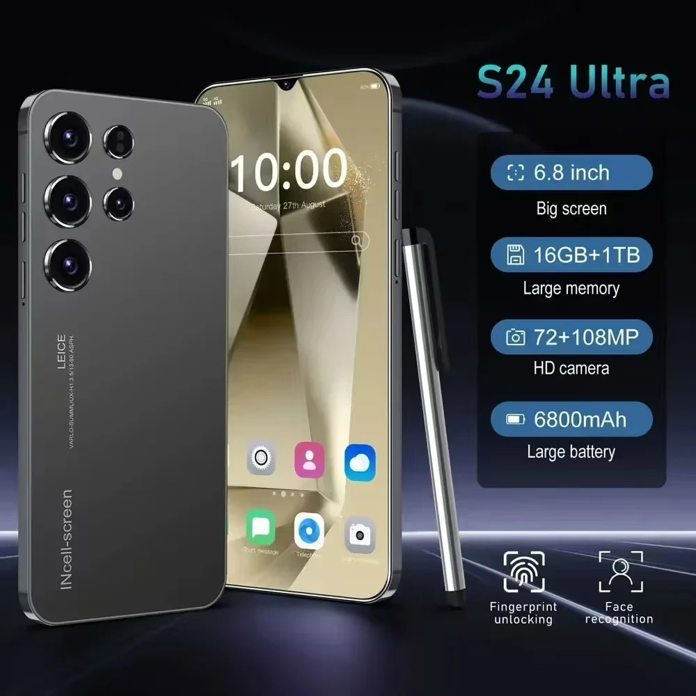 

S24 Ultra 5G Smartphone 6.8HD Original Cellphones Snapdragon 8 gen 3 Android 14 Cell Phone 6800mAh Global Version Mobile Phones