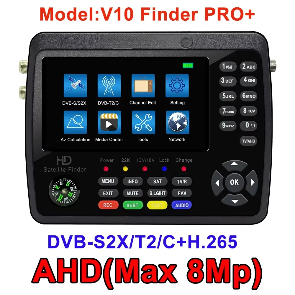 DVB-S2X/T2/C + AHD CCTV COMBO Satellite Finder V10 Satellite finder