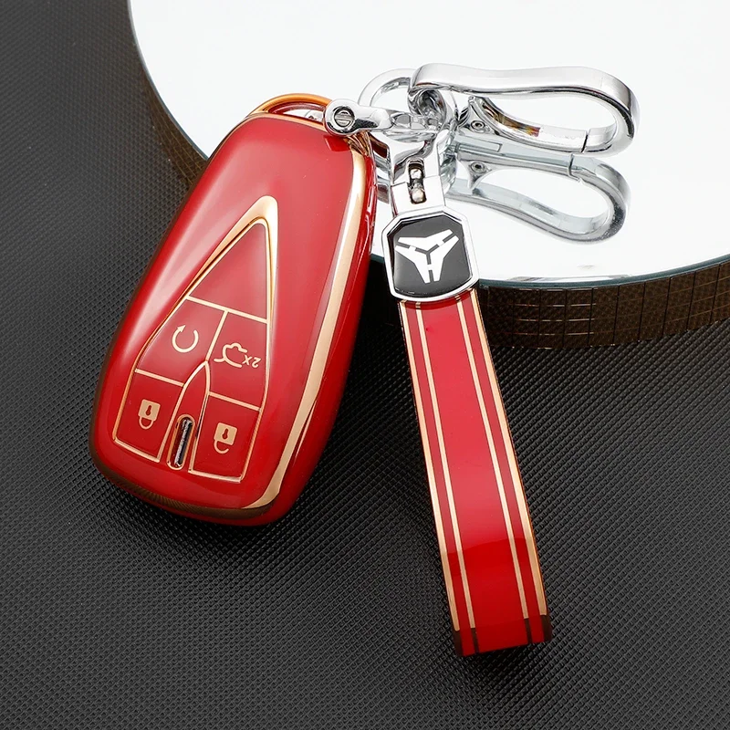 Car Smart 4 Button Key Cover Case Bag Shell Holder Keychain for Changan CS35Plus CS55Plus CS75Plus 2019 2020 Accessories