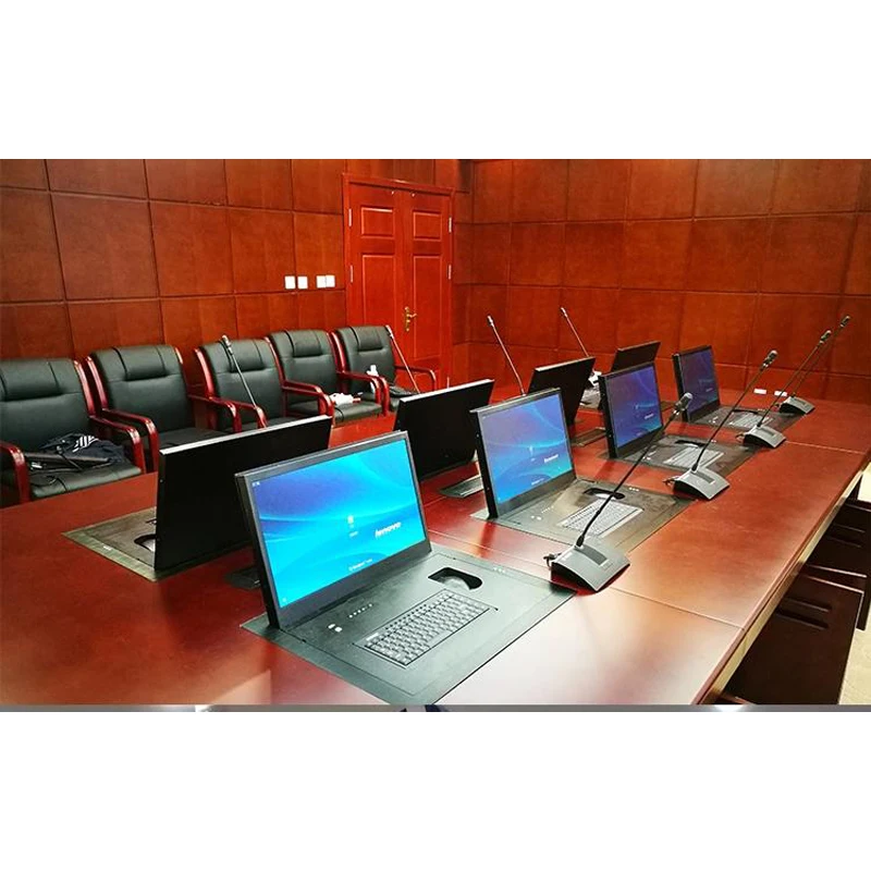 

Hidden Desk Lcd Monitor Lift Unite Flip Up Monitor Lift Desktop Computer 15.6inch