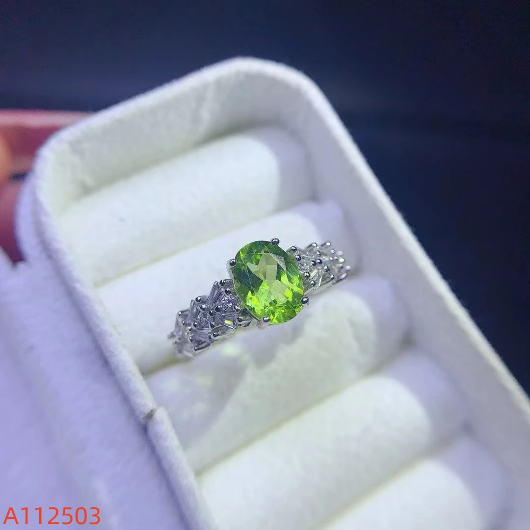 KJJEAXCMY Fine Jewelry Natural Peridot Women's Ring S925 Silver Electroplating Process Inlaid High Clarity Support Testing
