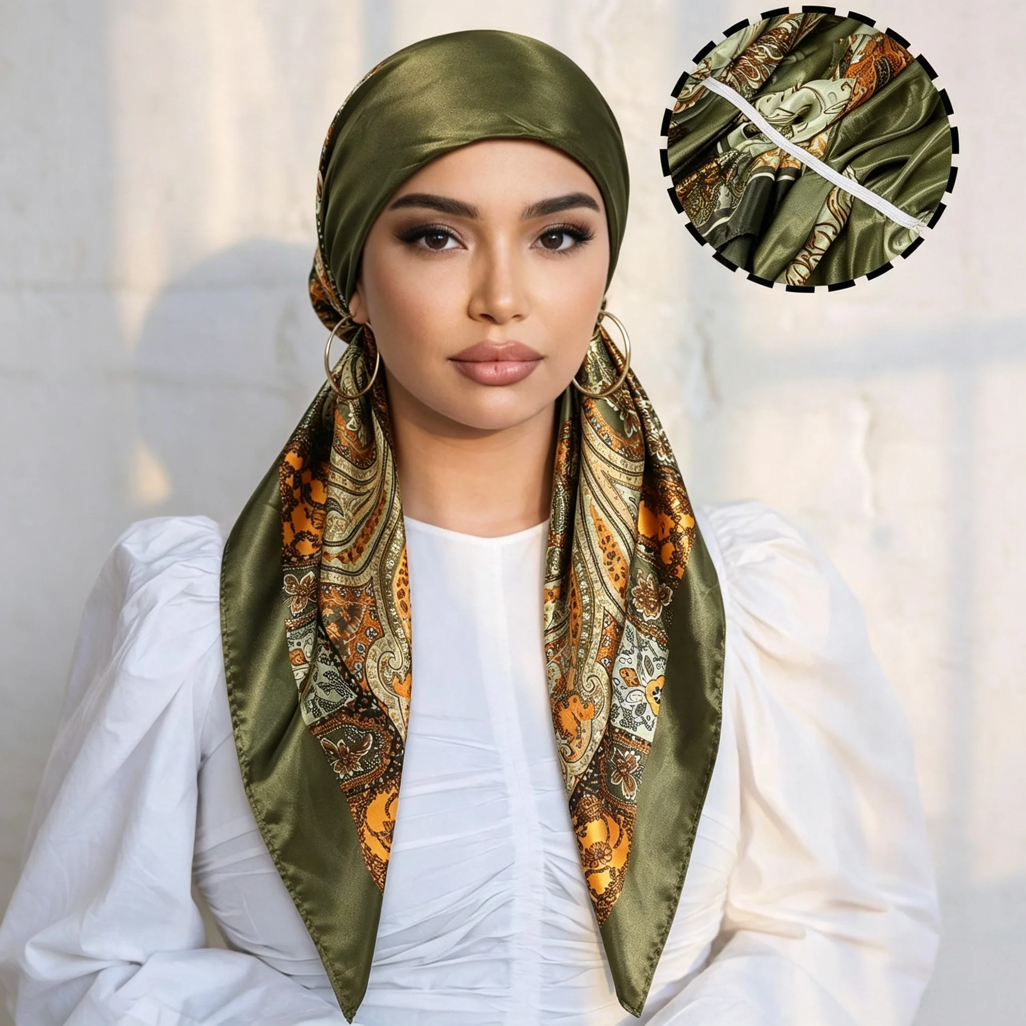 Luxury Soft Satin Headscarf Fashion Muslim Female Turban Chemotherapy Cap Hair Loss Cover Women's Head Wrap Bandana