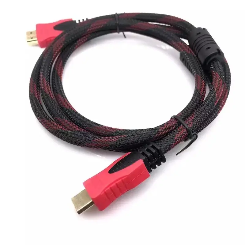 High Speed HDMI Cable HDTV Black And Red Braided Compatible HDMI 1.4V Cable High Speed TV Data Computer Monitor Support 3D 1080P