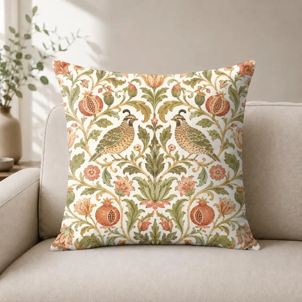 Vintage Garden Symphony Cushion Cover Soft Plush Cushion Case Throw Pillowcase Cozy Home Sofa Bed Living Room Bedroom Decor