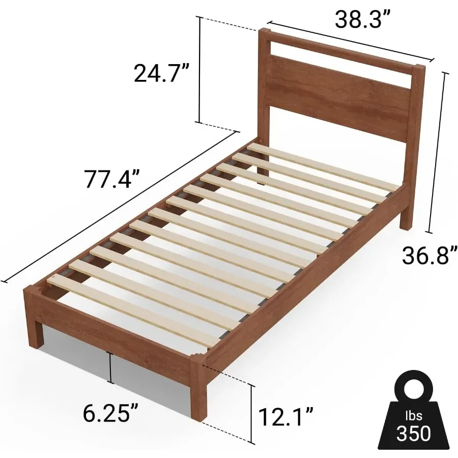 Signature Wood Platform Bed Frame with Headboard, Essential, Noise Free, Under Bed Storage, No Box Spring Needed, Easy Assembly