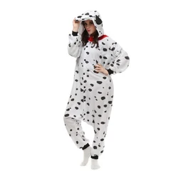 Pajamas Cruella 101 Dalmatians Hoodie Jumpsuit Home Dress Halloween Costume for Woman Adult Dog Cruella Cosplay Anime Festival