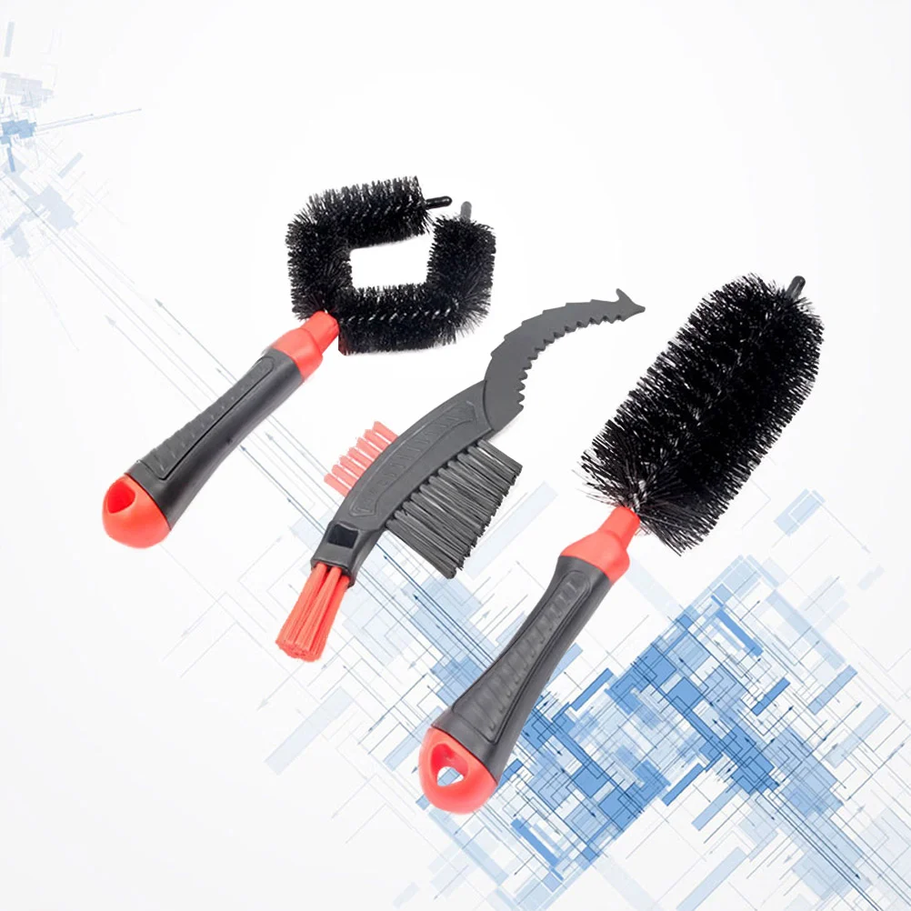 

3pcs Motorcycle Chain Clean Brush Flywheel Brush Tire Cleaner Scrubber Tool (Red)