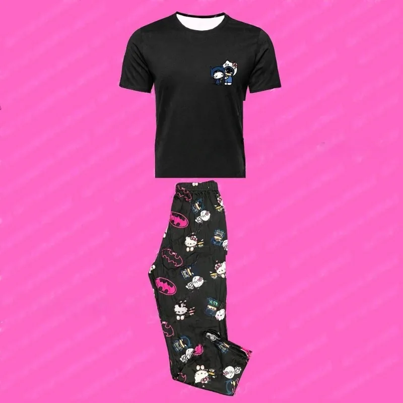 

Новинка 2022 года, пижамы и одежда для сна Marvel Batman Hello Kitty для детей и взрослых, модный свободный повседневный спортивный комплект с 3D принтом для детей и взрослых