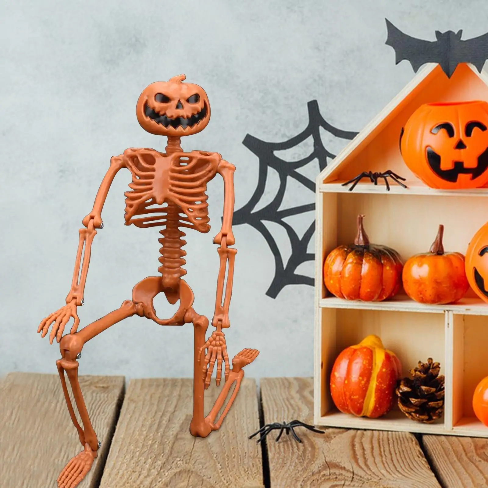 

2.95Ft Posable Joints Realistic Human Bones Skull Joint Adjustable Halloween Horror Pumpkin Human Skeleton Halloween Decorations