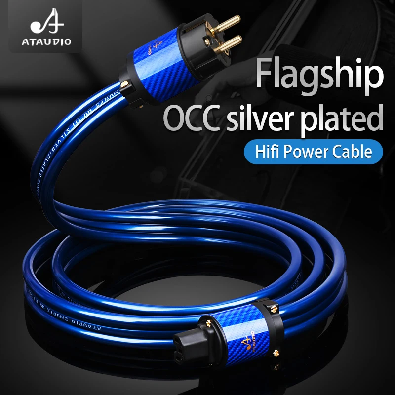 Hifi Power Cable Hi-end Silver-plated OCC Power Cord For CD DVD DAC and Amplifier with EU US AU Power Plug