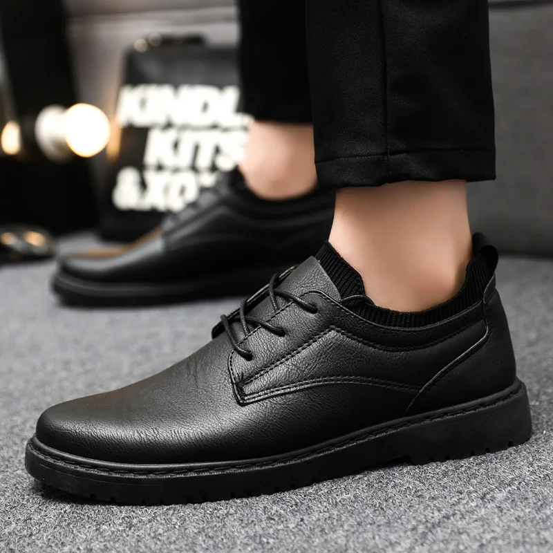 

Men's Lace-up Leather Dress Shoes Business Casual Formal Footwear Collar Waterproof Soft Sole Shoes Comfortable Shoes for Men