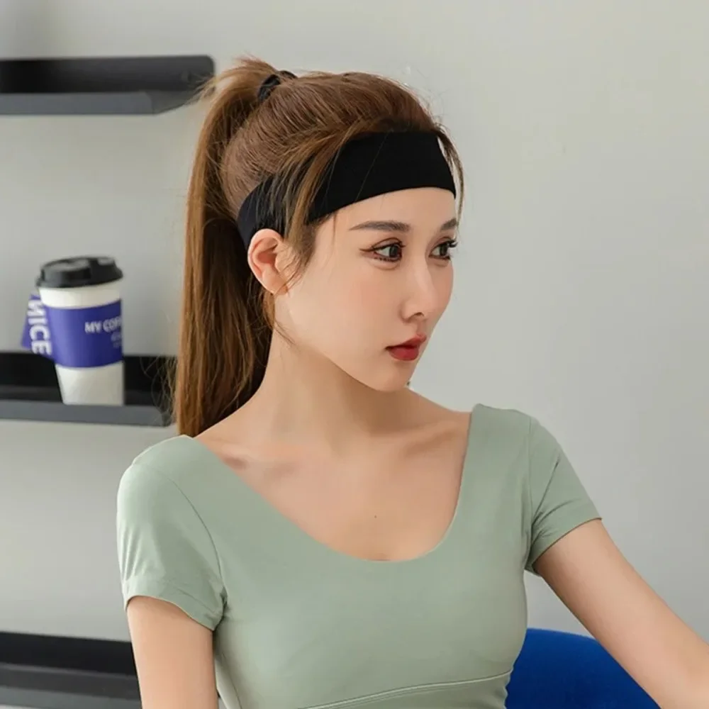 High Elastic Non-slip Sports Headband Embroidered Sweat Absorbing Hairband for Running Yoga Fitness Men Women