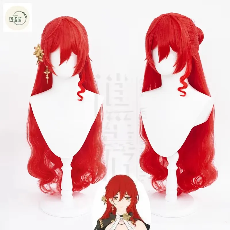 Himeko Cosplay Wig Game Honkai: Star Rail 80CM Long Red Heat-resistant Synthetic Hair Halloween Party Anime Cosplay Wigs+wig Cap