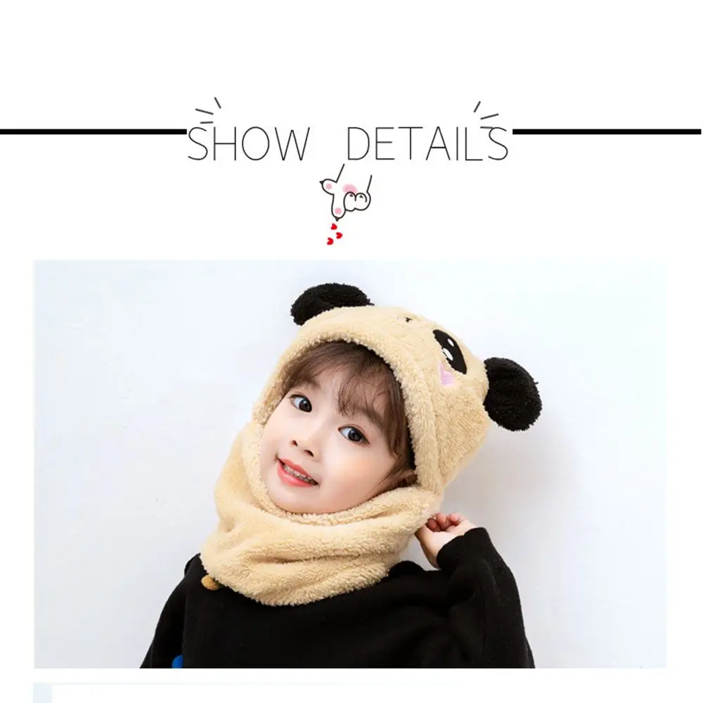Panda Full Cover Coral Velvet  Stuff Scarf Hat Ear Cap