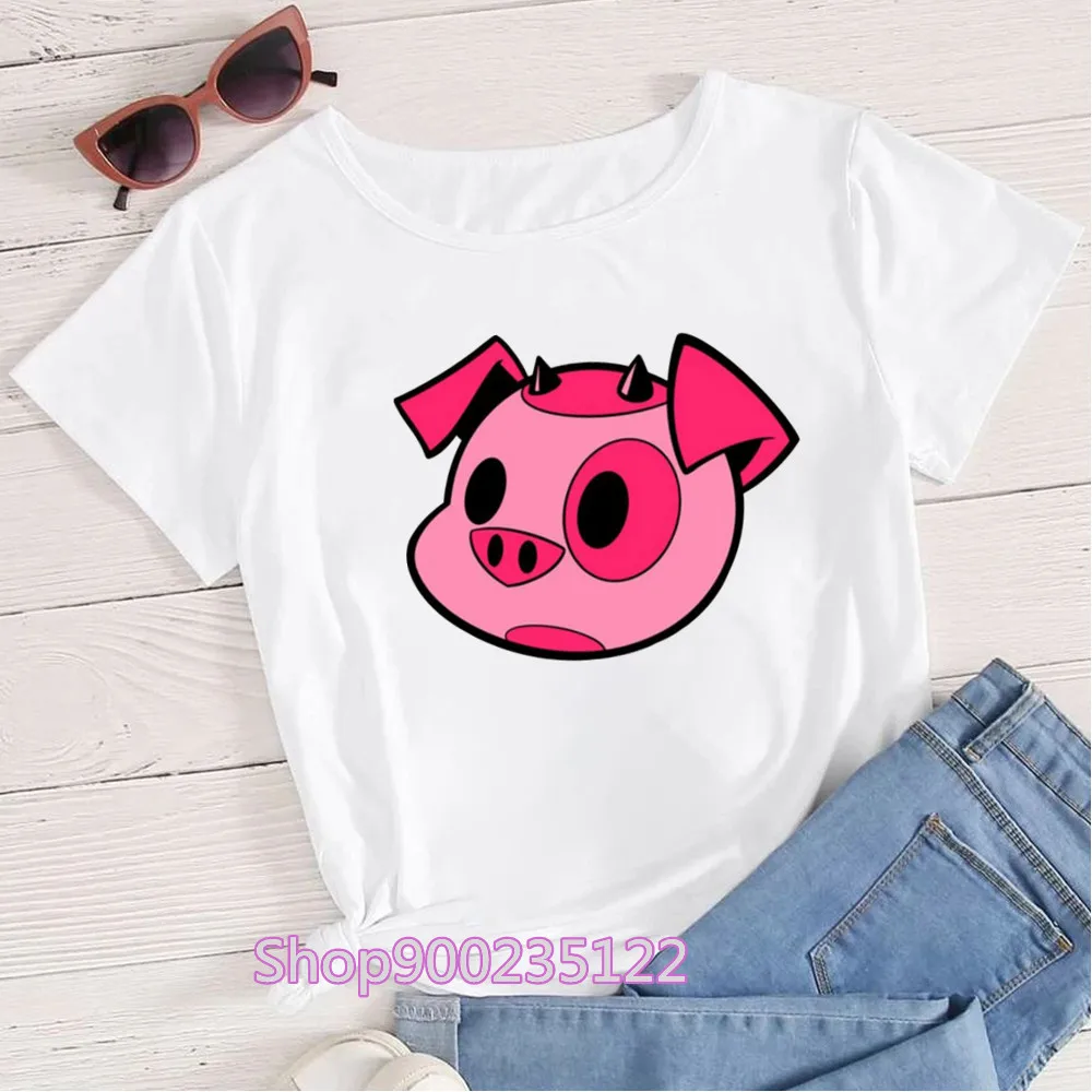 Kawaii Fat nuggets T-Shirt Women Gothic Angel Dust T Shirts Printed Cute pig Graphic Tees Y2K Tshirt Funny Tops Clothes