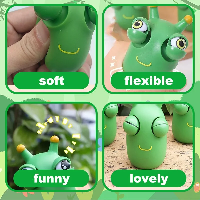 2Pcs Vegetable Worm Caterpillar Eye Toy Decompression Artifact Pinch Children Gift Vent Small Toys Decompression Trick Gift