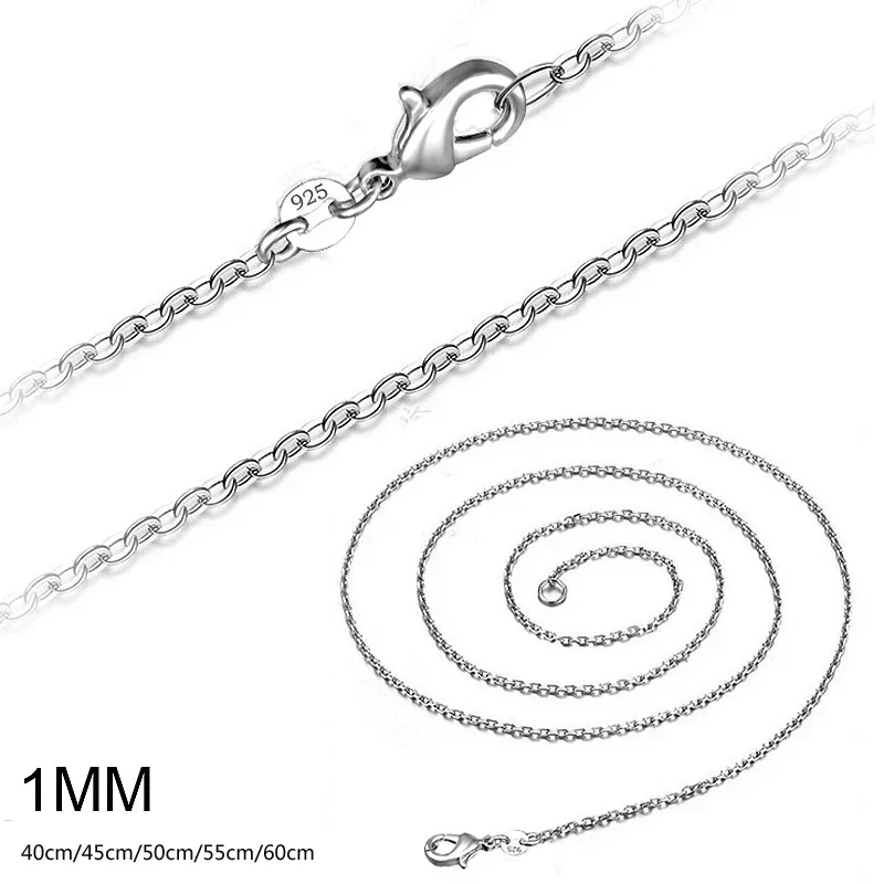 wholesale 5pcs/lot 925 Sterling Silver Chain necklace,Fashion Men/Women DIY Jewelry Rolo Chain 1mm Necklace 16 18 20 22 24