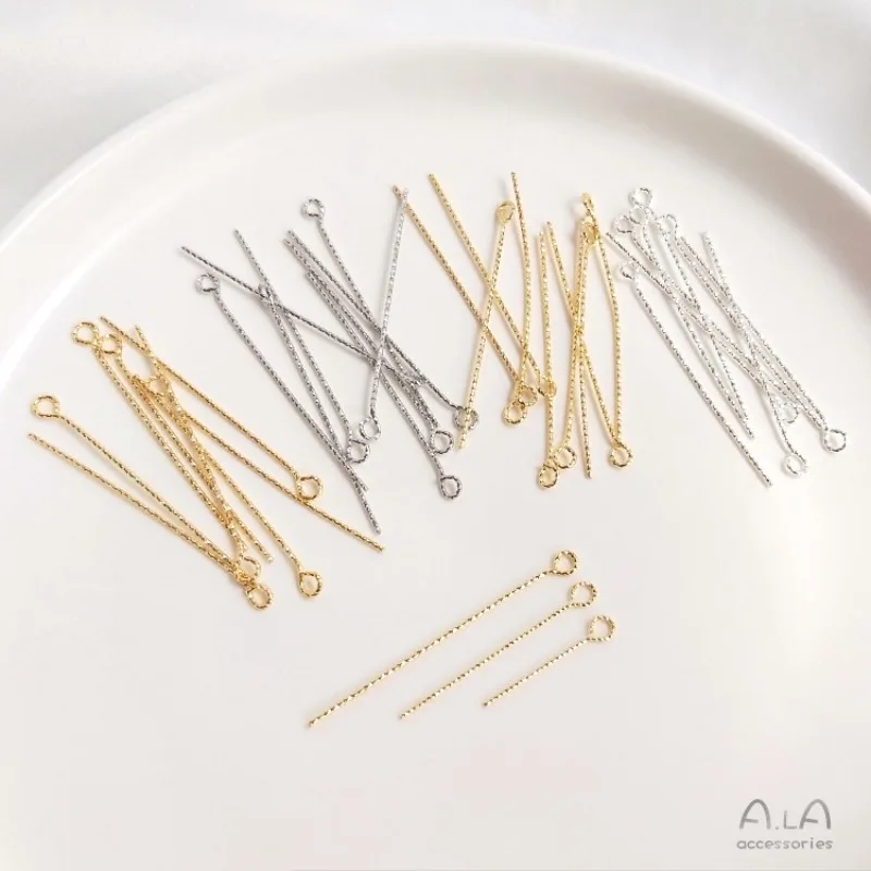 18K Real Gold 14K Gold Bag Batch Flower 9-character Needle Twist 9-pin Beaded Earrings Material DIY Jewelry Accessories