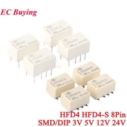 5 uds/1 unidad HFD4 HFD4-S relés de señal HFD4-3 3VDC HFD4-5 5VDC HFD4-12 12VDC HFD4-24 24VDC DC 3V 5V 12V 24V 8Pin 1A Relais Rele