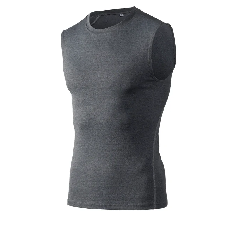 Ropa de gimnasio para hombre, camiseta sin mangas deportiva para Fitness, chaleco de secado rápido, ropa deportiva para entrenamiento, correr, Tops, Camiseta deportiva con cuello redondo