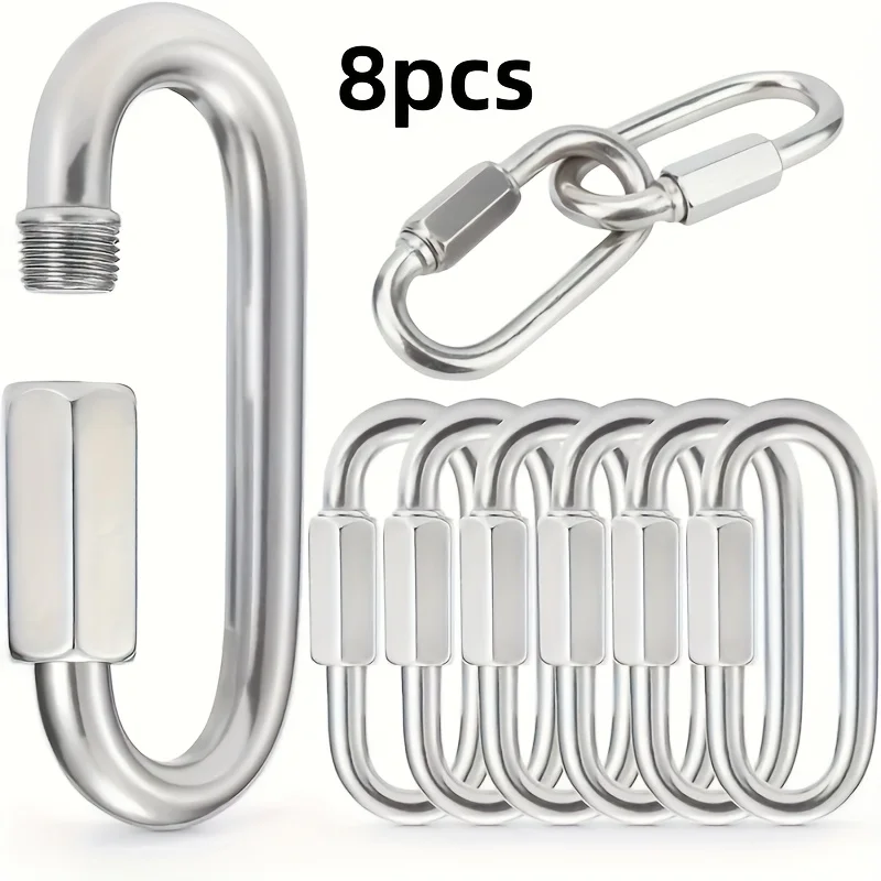8-teiliges Schnellkupplungs-Kettenverbinder-Set – Schraubverschluss, Kettenhaken, Klettern, Bergsteigen, Karabiner, Sicherheitsschnalle