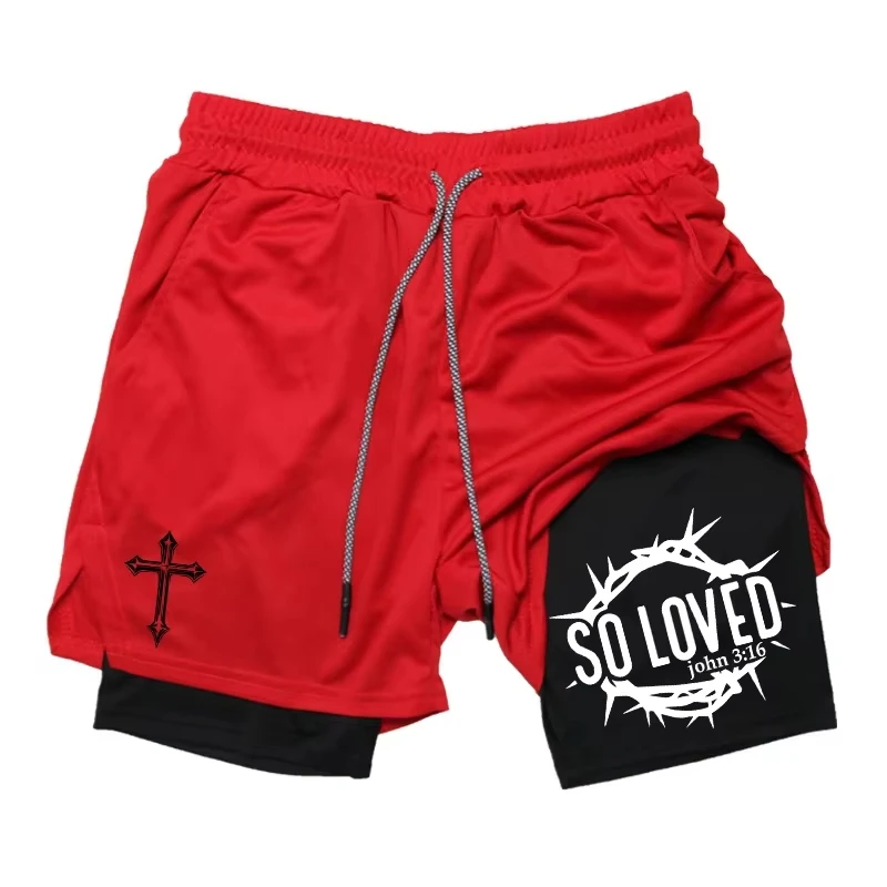 Workout Harajuku Jogging Double Deck  2-in-1 Sports Running Shorts Men's Fast Drying Gym Performance Breathable High Elasticity