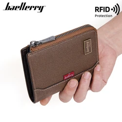 Baellerry New RFID Men Wallets Simple Zipper Coin Pocket Male Wallet High Quality PU Leather Photo Holder Man Money Clips