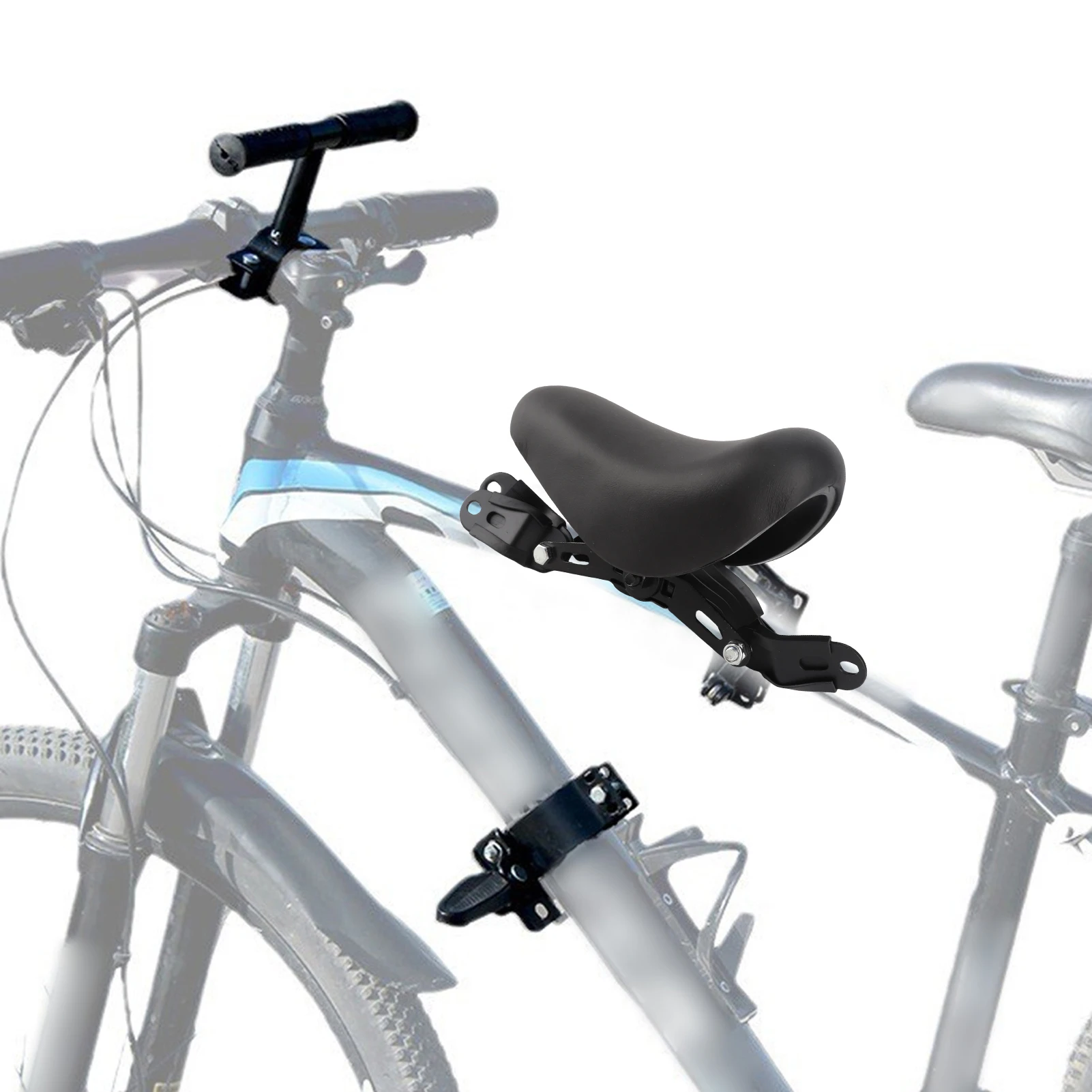 

Front Seats Front Mounted Saddle Seat Front Mounted Seats with Handlebars and Foot Pedals for Kids Children