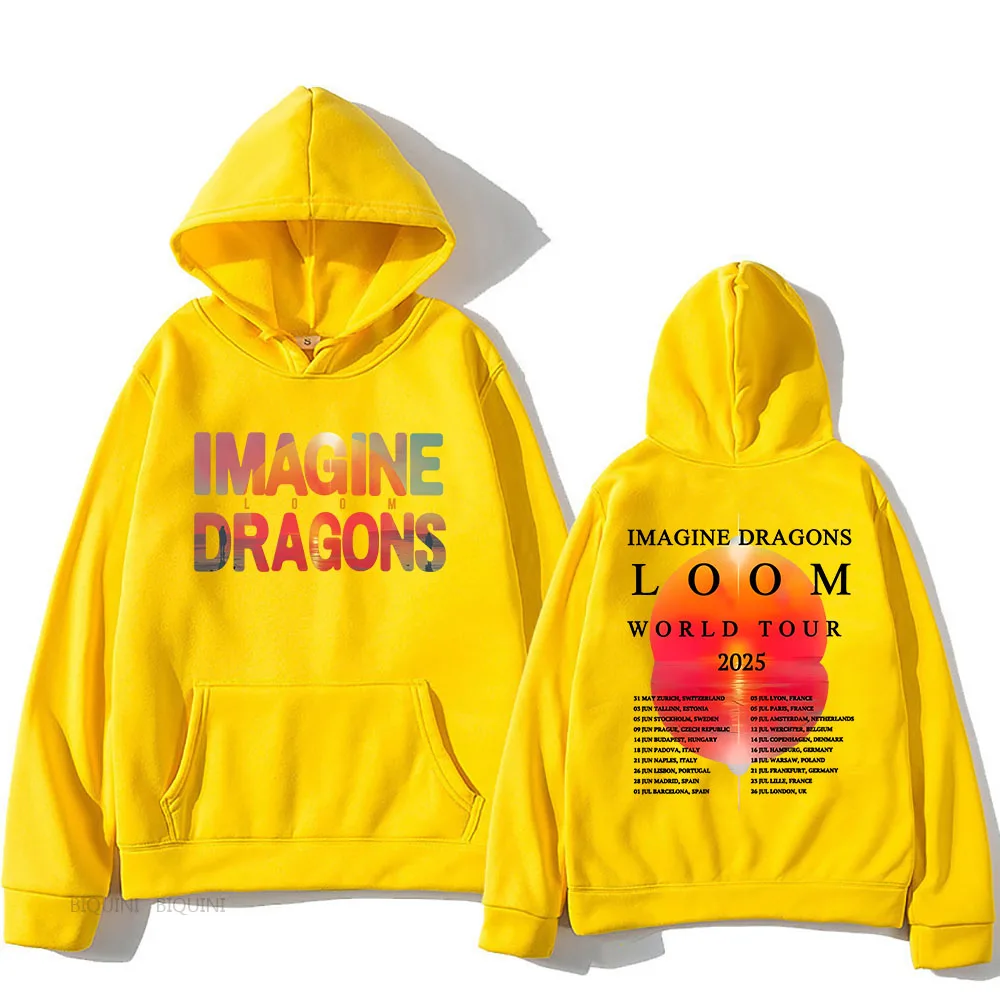 Imagine Dragons Loom Tour 2025 Hoodie pria/wanita, Sweatshirt lengan panjang Hip Hop Unisex, Hoodie grafis Harajuku