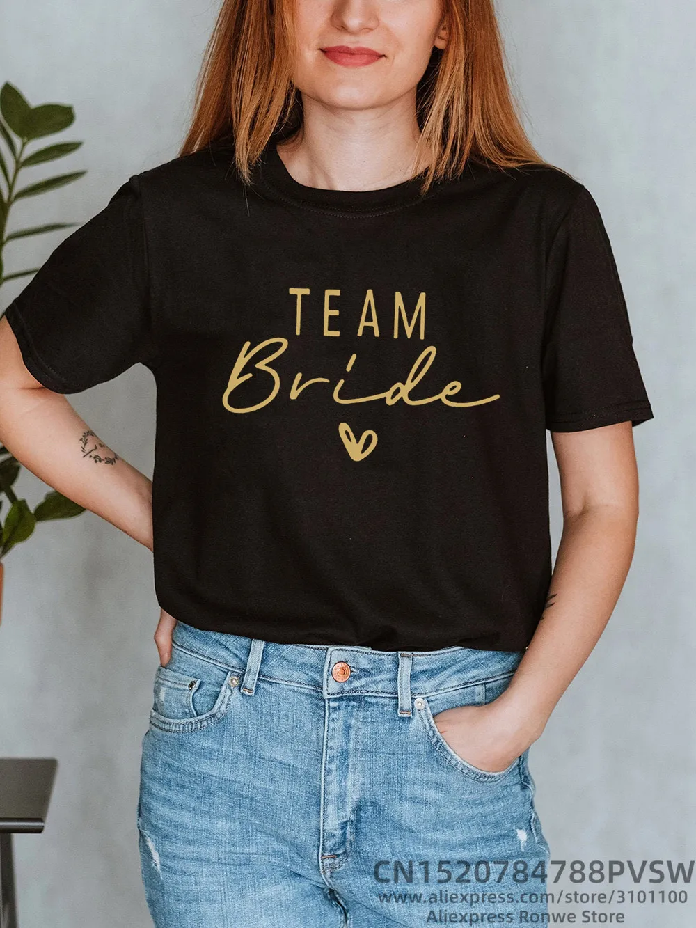 

Women Cotton Team Bride To Be Print T-Shirt Girls EVJF De La Mariee Bachelorette Hen Party Bridesmaid Wedding Female Tops Tees