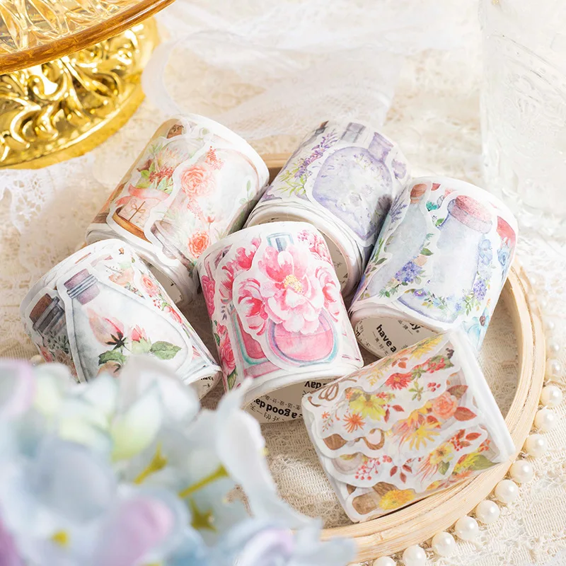 Aquarius Flower Language Washi Tape Watercolor Bottle Scrapbook Creative Handbook Decorative Material Stationery Material